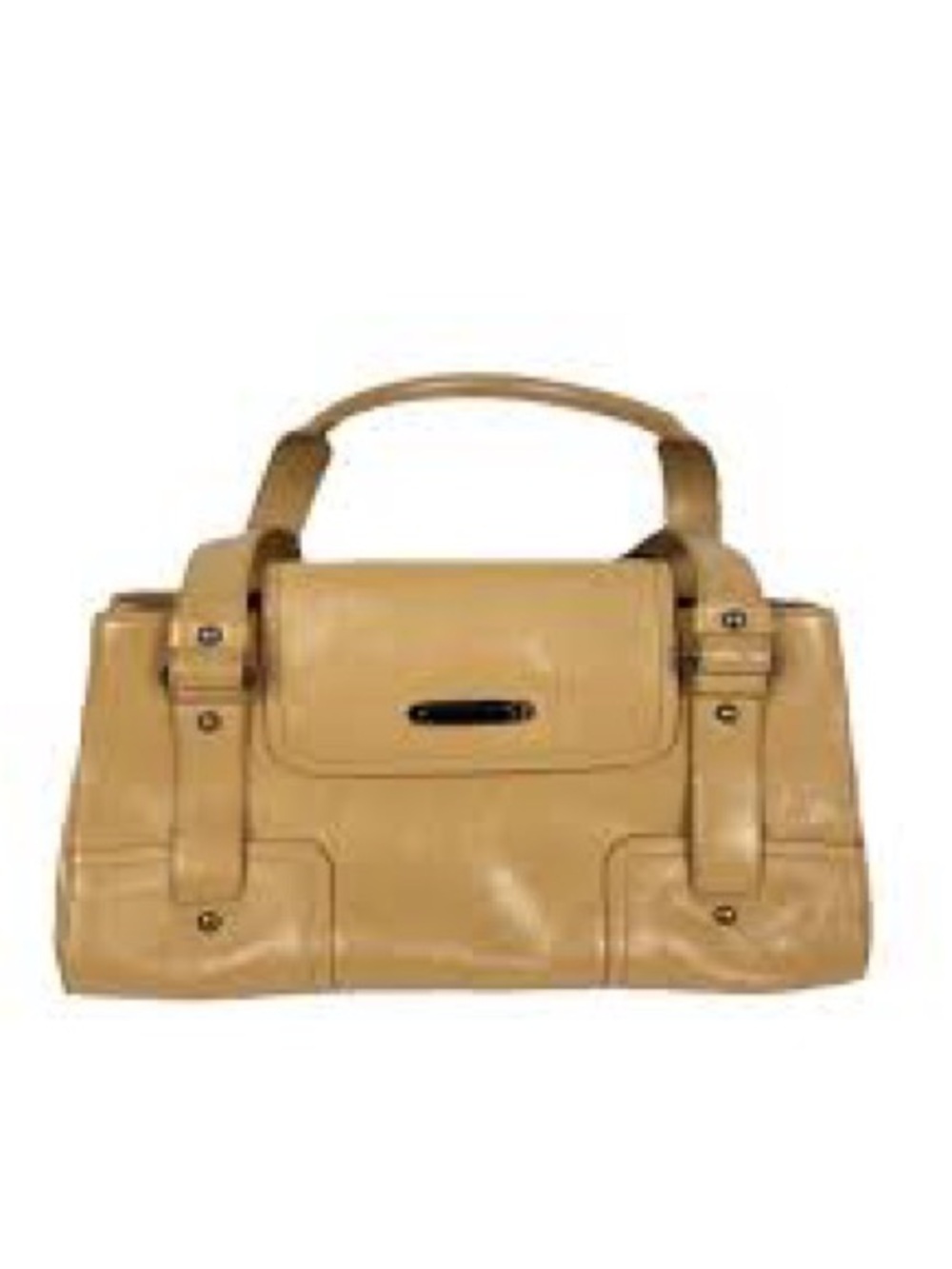 Kenneth Cole Reaction Beige Leather Satchel with Front Flap